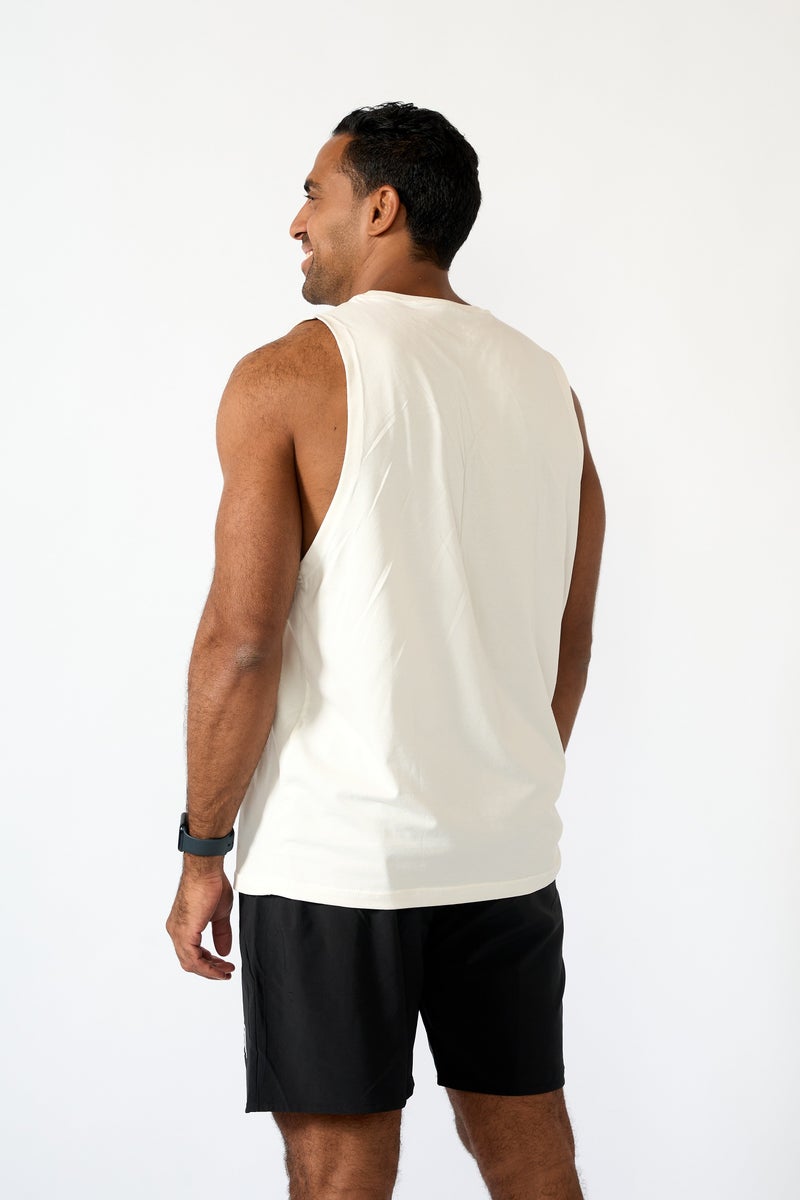 Beyond Men's White Cotton Sleeveless Top - Image 2